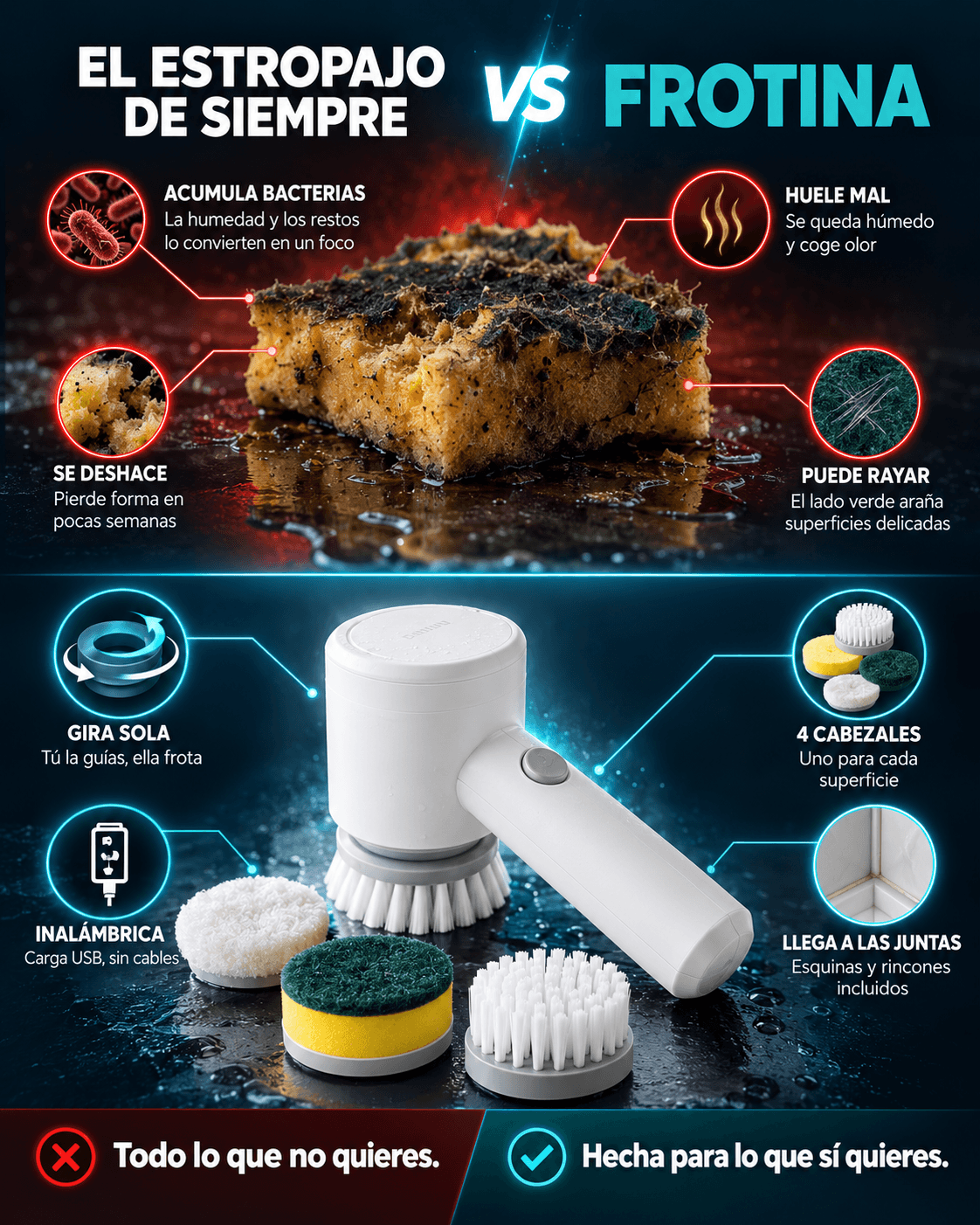 FROTINA · Cepillo eléctrico de limpieza 4 en 1