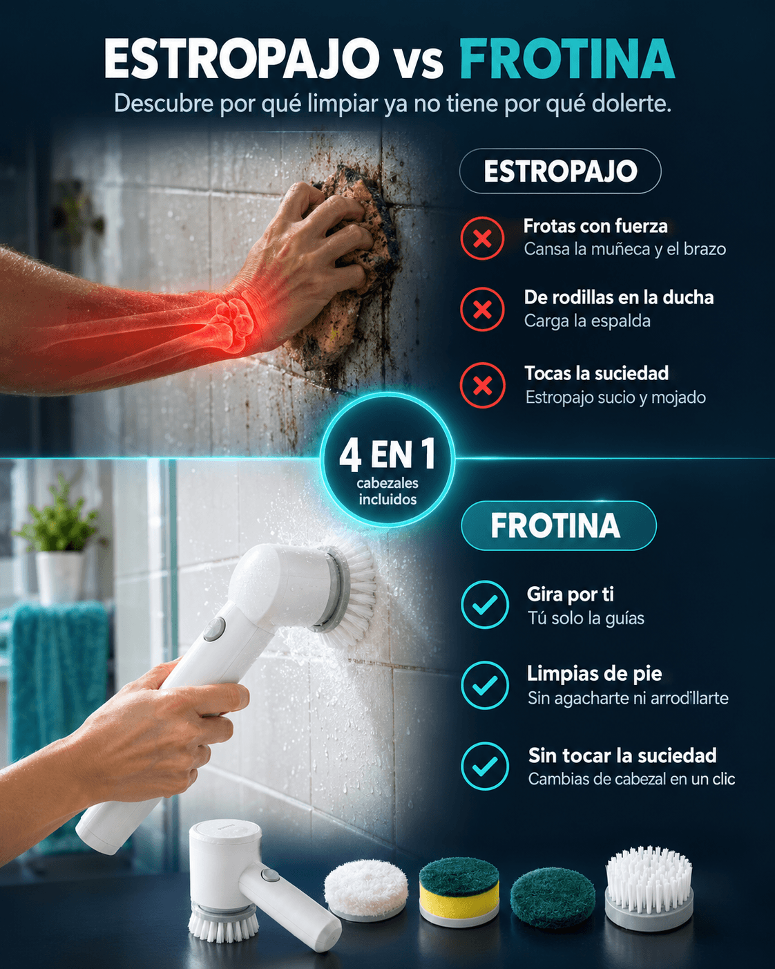 Comparativa entre el estropajo y FROTINA
